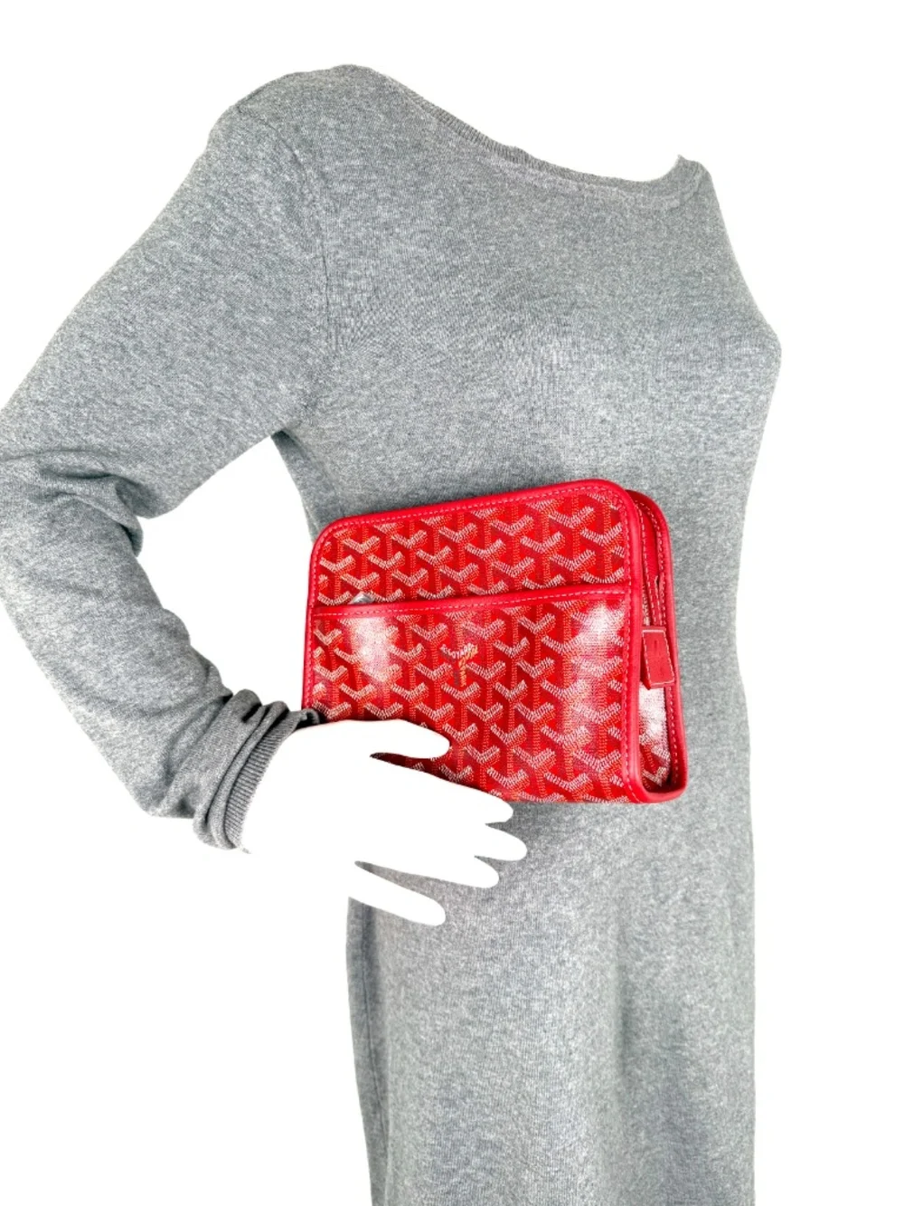GOYARD Jouvence Red Pouch Cosmetic Toiletry Case PM New